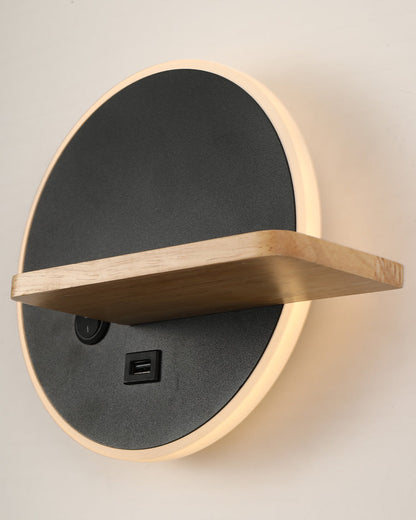 Diff Round Accent Wall Sconce with Shelf, Switch and USB-DF6084