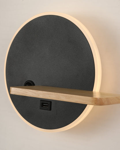Diff Round Accent Wall Sconce with Shelf, Switch and USB-DF6084