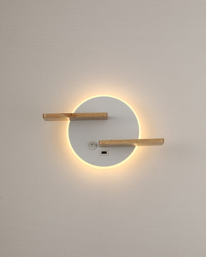 Diff Round Accent Wall Sconce with Shelf, Switch and USB-DF6084
