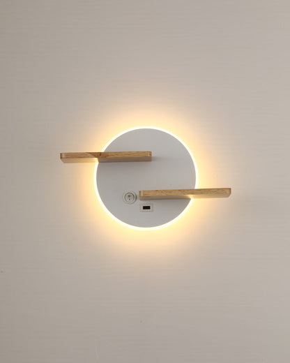 Diff Round Accent Wall Sconce with Shelf, Switch and USB-DF6084