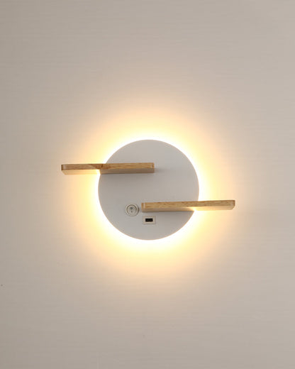 Diff Round Accent Wall Sconce with Shelf, Switch and USB-DF6084