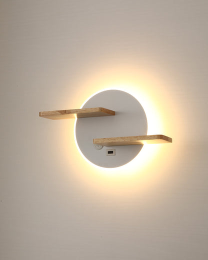 Diff Round Accent Wall Sconce with Shelf, Switch and USB-DF6084