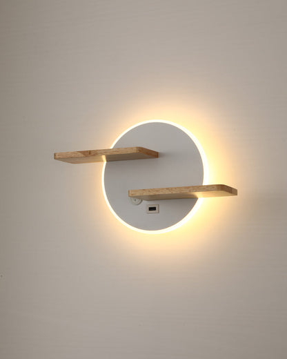 Diff Round Accent Wall Sconce with Shelf, Switch and USB-DF6084