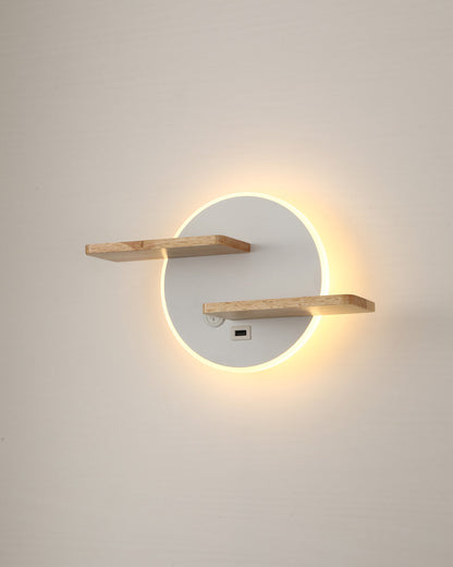 Diff Round Accent Wall Sconce with Shelf, Switch and USB-DF6084
