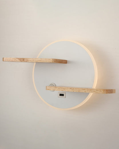 Diff Round Accent Wall Sconce with Shelf, Switch and USB-DF6084