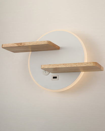 Diff Round Accent Wall Sconce with Shelf, Switch and USB-DF6084