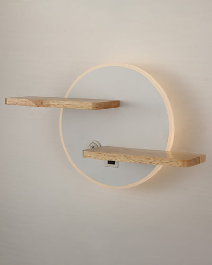 Diff Round Accent Wall Sconce with Shelf, Switch and USB-DF6084