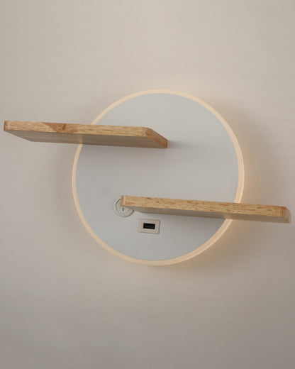 Diff Round Accent Wall Sconce with Shelf, Switch and USB-DF6084