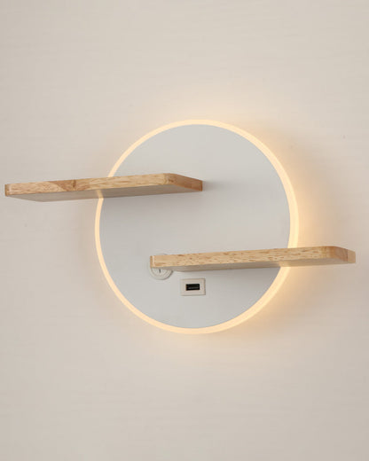 Diff Round Accent Wall Sconce with Shelf, Switch and USB-DF6084