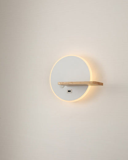Diff Round Accent Wall Sconce with Shelf, Switch and USB-DF6084