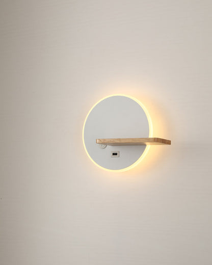 Diff Round Accent Wall Sconce with Shelf, Switch and USB-DF6084