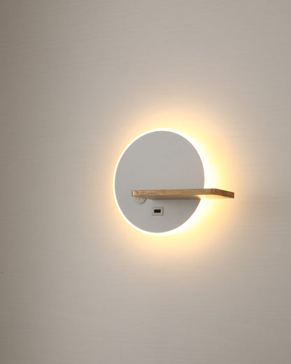 Diff Round Accent Wall Sconce with Shelf, Switch and USB-DF6084