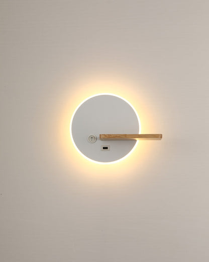 Diff Round Accent Wall Sconce with Shelf, Switch and USB-DF6084