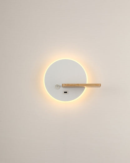 Diff Round Accent Wall Sconce with Shelf, Switch and USB-DF6084