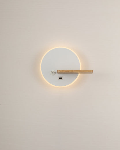 Diff Round Accent Wall Sconce with Shelf, Switch and USB-DF6084