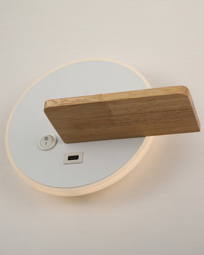 Diff Round Accent Wall Sconce with Shelf, Switch and USB-DF6084
