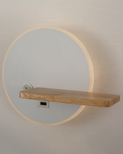 Diff Round Accent Wall Sconce with Shelf, Switch and USB-DF6084