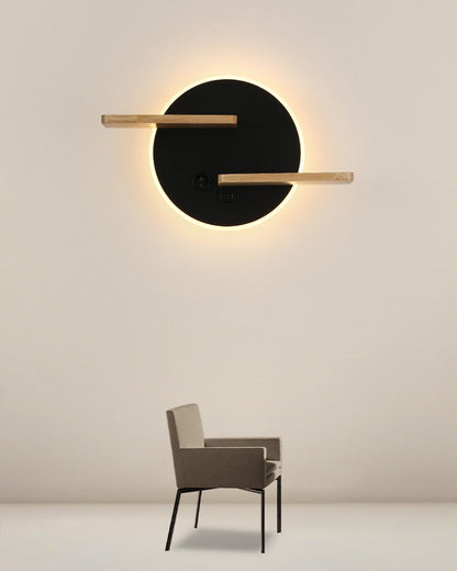 Diff Round Accent Wall Sconce with Shelf, Switch and USB-DF6084