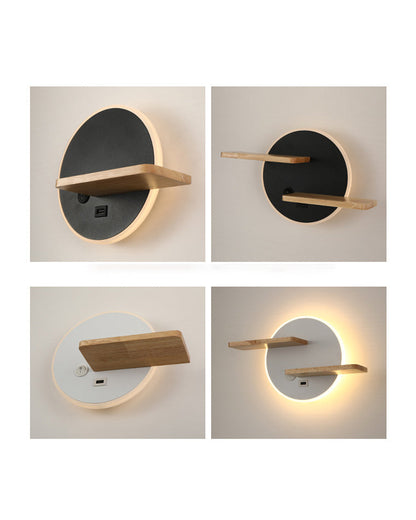 Diff Round Accent Wall Sconce with Shelf, Switch and USB-DF6084