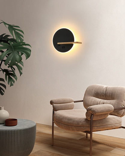 Diff Round Accent Wall Sconce with Shelf, Switch and USB-DF6084