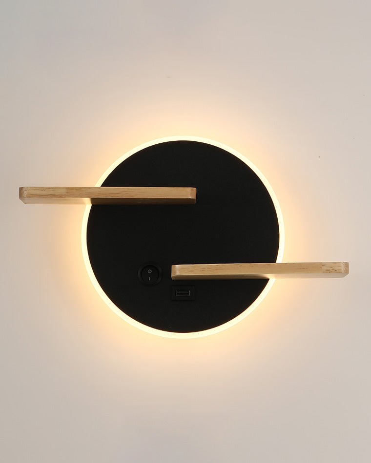Diff Round Accent Wall Sconce with Shelf, Switch and USB-DF6084