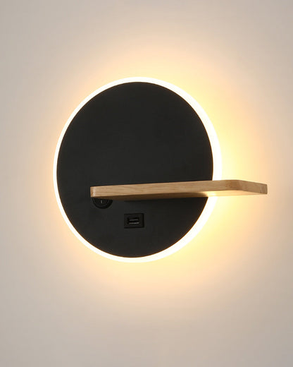 Diff Round Accent Wall Sconce with Shelf, Switch and USB-DF6084