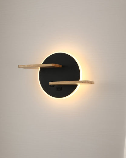 Diff Round Accent Wall Sconce with Shelf, Switch and USB-DF6084