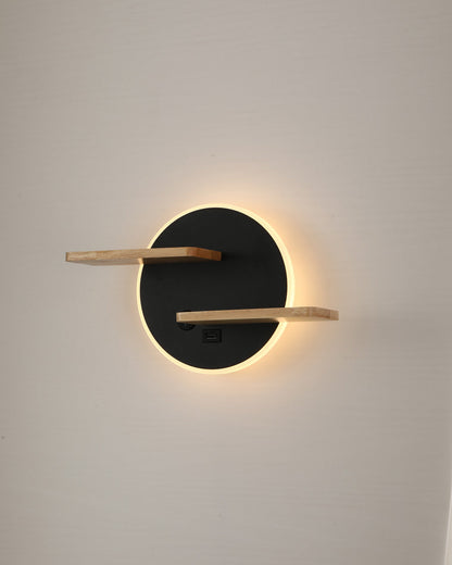 Diff Round Accent Wall Sconce with Shelf, Switch and USB-DF6084