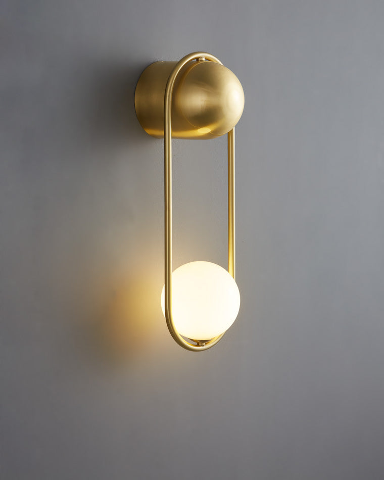 Diff Milk Glass Globe Brass Wall Sconce-DF6098