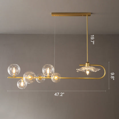 Diff Linear Glass Bubble Brass Chandelier-DF2252