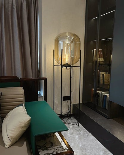 Diff Smoked Glass Lantern Floor Lamp-DF7015
