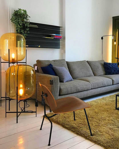 Diff Smoked Glass Lantern Floor Lamp-DF7015