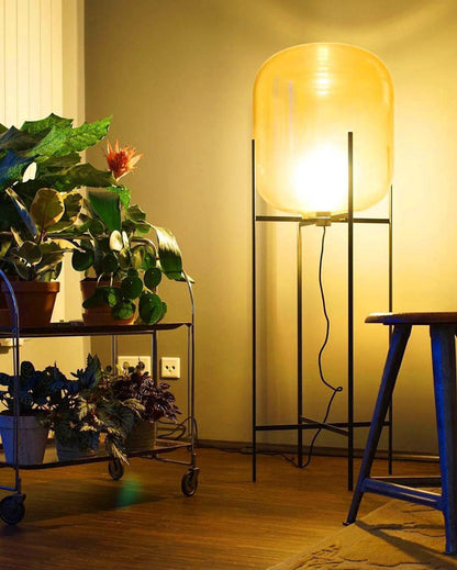 Diff Smoked Glass Lantern Floor Lamp-DF7015