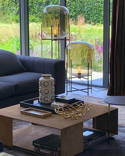 Diff Smoked Glass Lantern Floor Lamp-DF7015