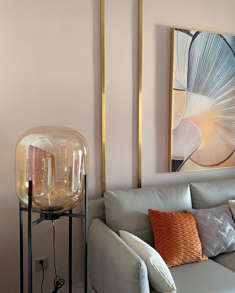 Diff Smoked Glass Lantern Floor Lamp-DF7015