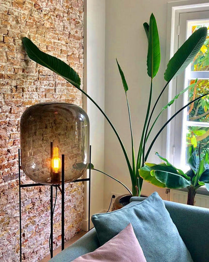 Diff Smoked Glass Lantern Floor Lamp-DF7015