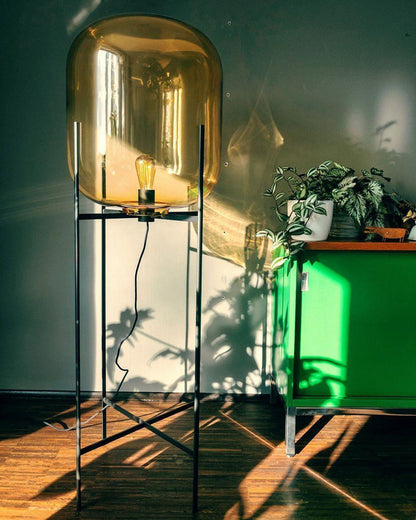 Diff Smoked Glass Lantern Floor Lamp-DF7015