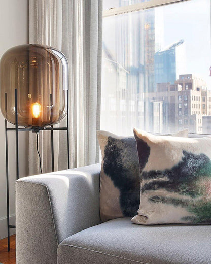 Diff Smoked Glass Lantern Floor Lamp-DF7015