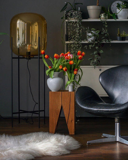 Diff Smoked Glass Lantern Floor Lamp-DF7015