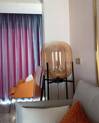 Diff Smoked Glass Lantern Floor Lamp-DF7015