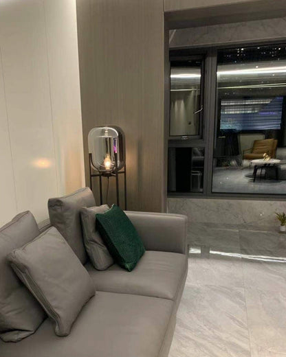 Diff Smoked Glass Lantern Floor Lamp-DF7015