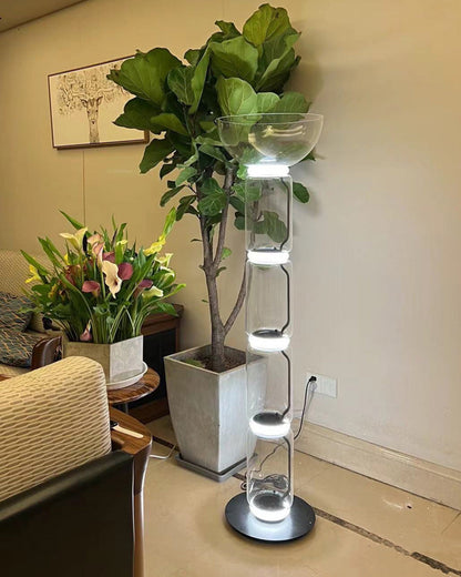 Diff Glass Column Torchiere Floor Lamp-DF7018