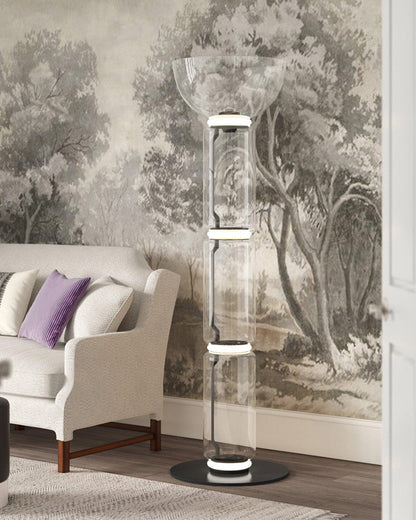 Diff Glass Column Torchiere Floor Lamp-DF7018