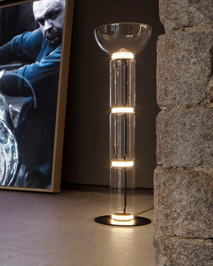 Diff Glass Column Torchiere Floor Lamp-DF7018