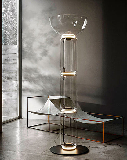 Diff Glass Column Torchiere Floor Lamp-DF7018