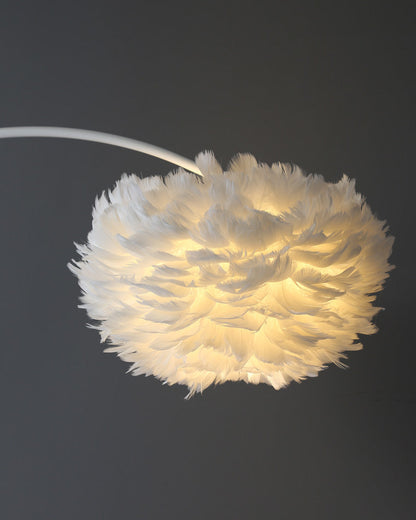 Diff Dimmable Arc Feather Floor Lamp with Charging Shelves-DF7056