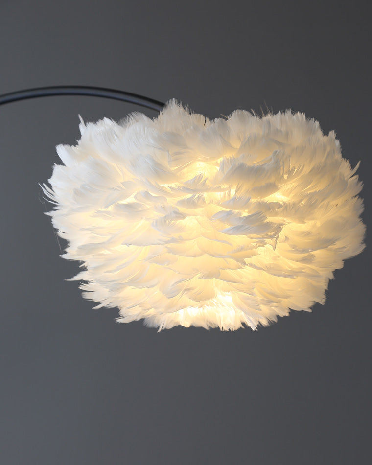 Diff Dimmable Arc Feather Floor Lamp with Charging Shelves-DF7056