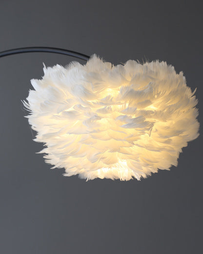Diff Dimmable Arc Feather Floor Lamp with Charging Shelves-DF7056