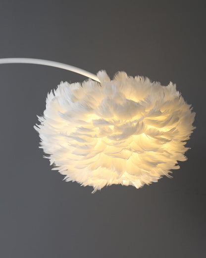 Diff Dimmable Arc Feather Floor Lamp with Charging Shelves-DF7056