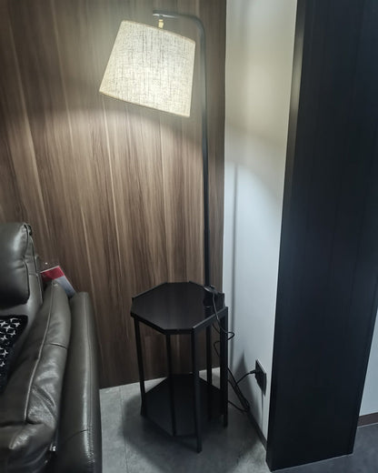 Diff Vintage Linen Floor Lamp with Charging Table-DF7064
